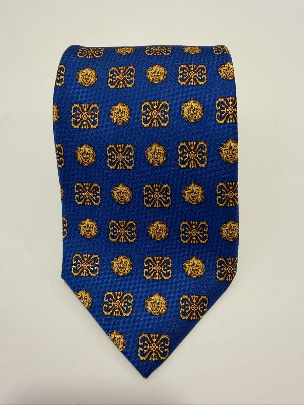 Balenciaga Silk Tie Blue Yellow Lion
